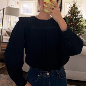 Madewell Black Ruffle Blouse